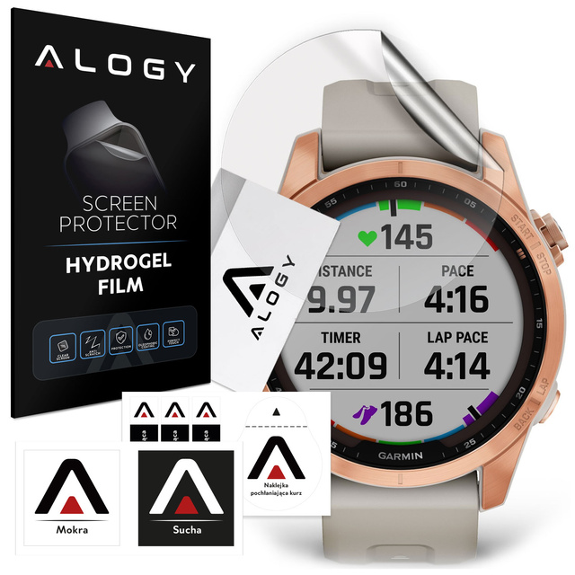 2x Alogy Hydrogel Schutzfolie für Garmin Fenix 7s Smartwatch