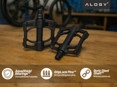 Platformové pedále na MTB bicykle, hliník 9/16" Čierna hliníková sada [2 ks]