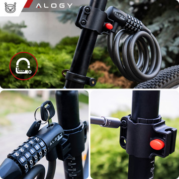 Bike lock, bike lock, strong cable, 120 cm, Alogy bike lock, code, key, black