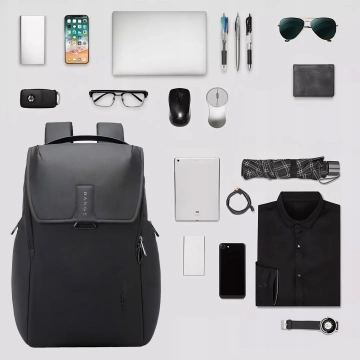 Bange Waterproof Backpack Laptop Bag 15.6" City Travel 46x30x19 cm for Work School Plane Men's Women's Black