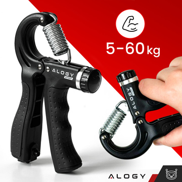 Rukoväť rukoväte na cvičenie, nastaviteľný vysoký odpor 10-60kg Alogy Sport grip s reguláciou a pultom Black