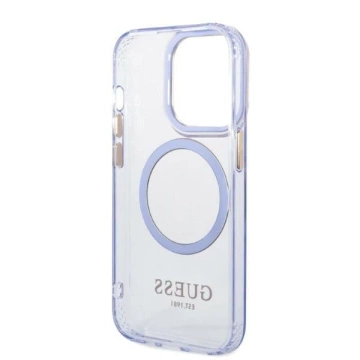 Etui Guess GUHMP14XHTCMU iPhone 14 Pro Max 6,7" purpurovo/fialové pevné puzdro Gold Outline Translucent MagSafe