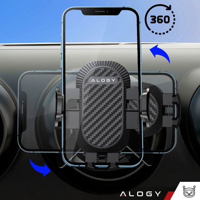 Alogy 3-in-1 car phone holder for the windshield for the dashboard grille Black