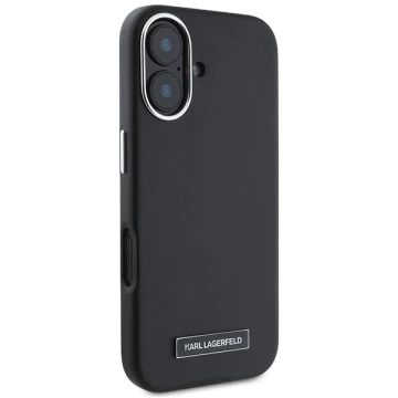 Karl Lagerfeld Hülle für iPhone 16 Plus 6,7" Schwarzes MagSafe Hardcase FW Metallplatte