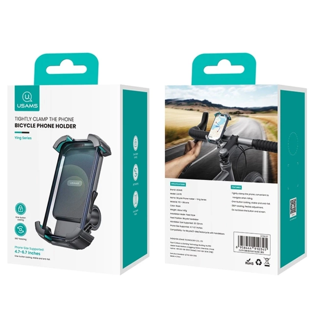 Uchwyt Rowerowy na Telefon USAMS US-ZJ078 Czarny