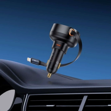 Baseus výsuvná 55W nabíjačka do auta USB-C Lightning 70 cm