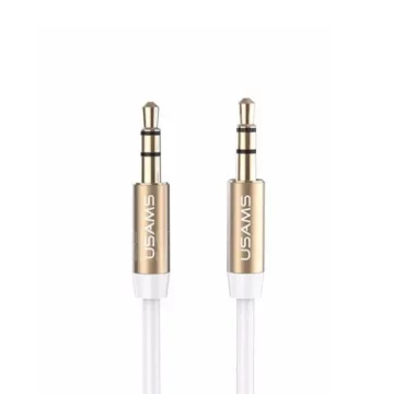 USAMS Adapter audio jack 3,5m - 3,5m 1m biały/white YP102 (YP-01)