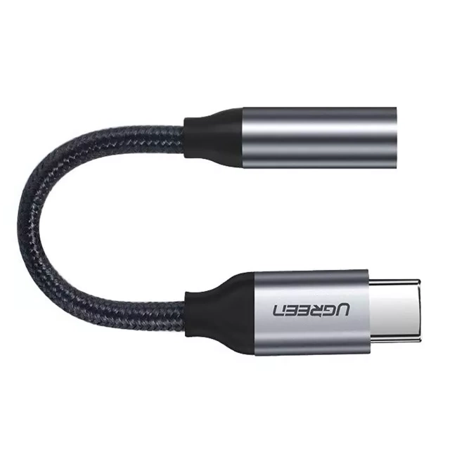Перехідник Ugreen для навушників 3,5 мм Mini Jack на USB Type C 10 см сірий (30632)