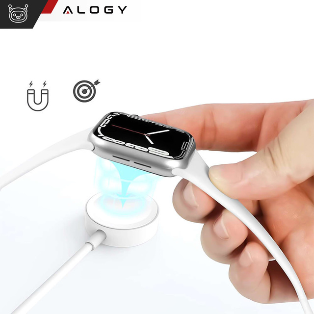 2in1 Magnetic Inductive Charger Cable for Apple Watch, iPhone 1M Lightning USB-C Alogy White