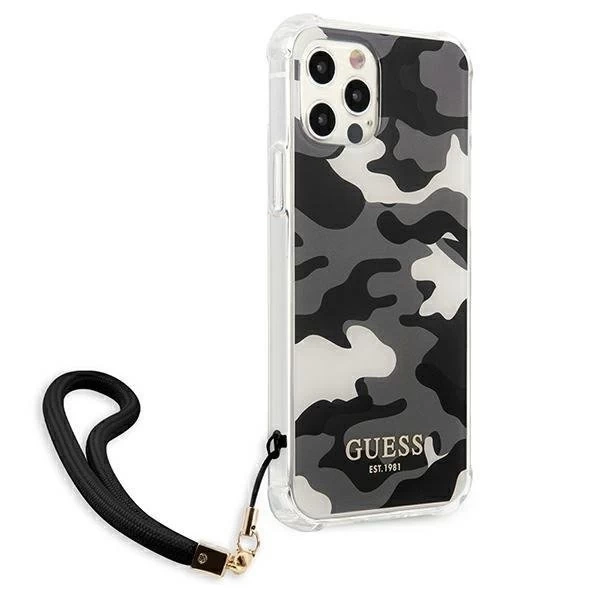 Guess GUHCP12LKSARBK iPhone 12 Pro Max 6,7" čierny/čierny pevný obal Camo Collection