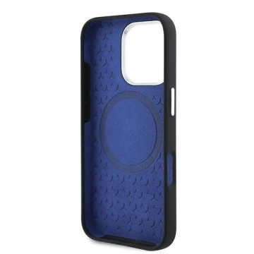 Чохол Mercedes для iPhone 16 Pro Max 6.9" Hardcase Silicone Blue Stripe MagSafe Black