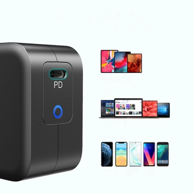 Nabíječka Choetech GaN USB Typ C 60W Napájení USB Typ C - Kabel USB Typ C 1,8 m černý (Q6006)