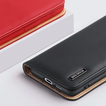 Dux Ducis Hivo Leather Flip Cover Genuine Leather Case Wallet for Cards and Documents Samsung Galaxy S22 (S22 Plus) Red