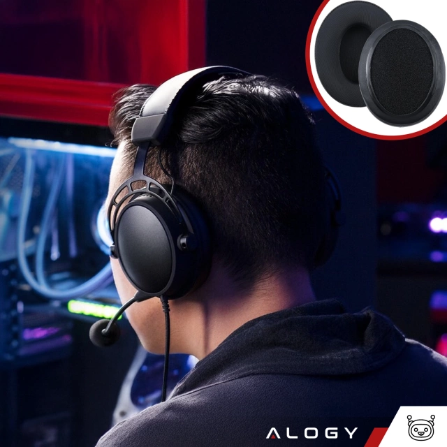 Nauszniki 2x wymienne pady gąbki do słuchawek do HyperX Cloud I / II / Alpha / Pro / S / X / Core / Stinger / Flight Czarne + urządzenie do demontażu