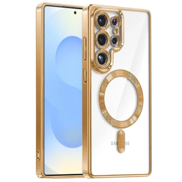 Puzdro MagSafe pre Apple iPhone 16 Pro Max Alogy Glamour puzdro na luxusný prsteň zlato-priehľadné