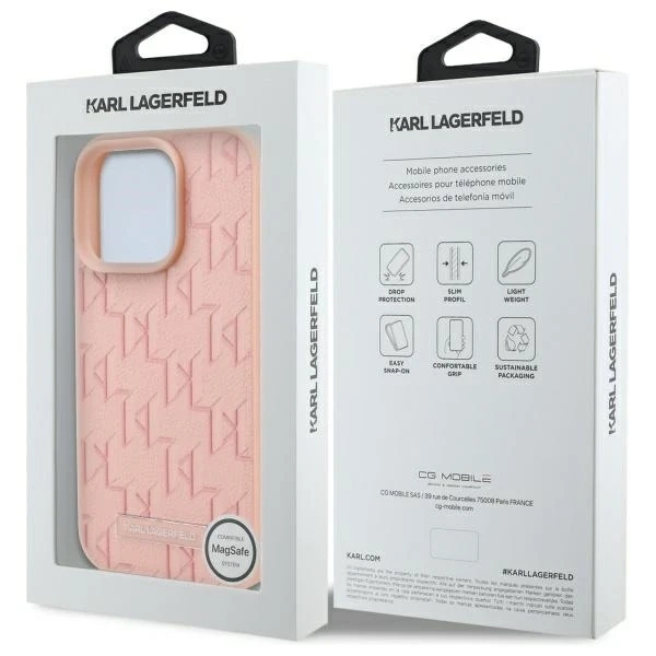 Karl Lagerfeld Hülle für iPhone 16 Pro 6,3" Pink Magsafe Hardcase Hot Stamp