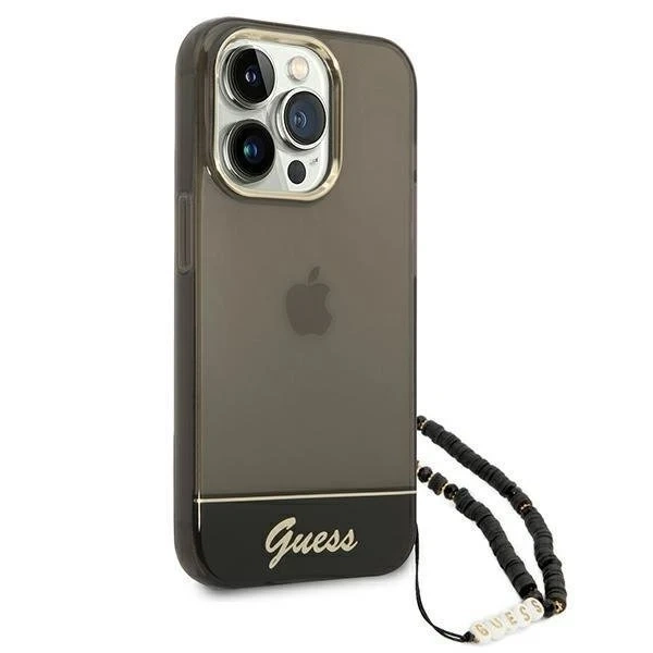 Etui Guess GUHCP14LHGCOHK für Apple iPhone 14 Pro 6,1" Czarny/Black Hardcase Translucent Pearl Strap