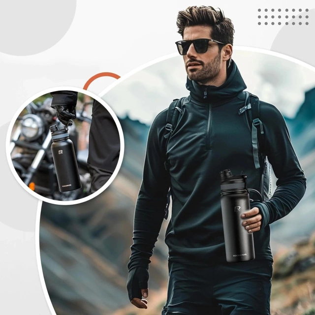 Rockbros 35210029002 cyklistická termofľaša na nápoje 620 ml - čierna