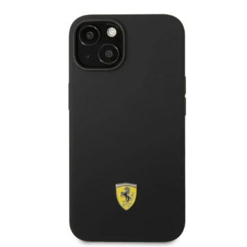 Eti na telefón Ferrari FEHMSIP14SBK do Apple iPhone 14 6,1" čierne/čierne pevné puzdro Silicone Metal Logo Magsafe