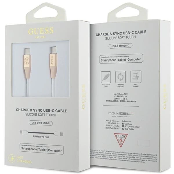 Кабель Guess GUCCLALRGDD USB-C до USB-C 1,5 м, швидка зарядка, золотий