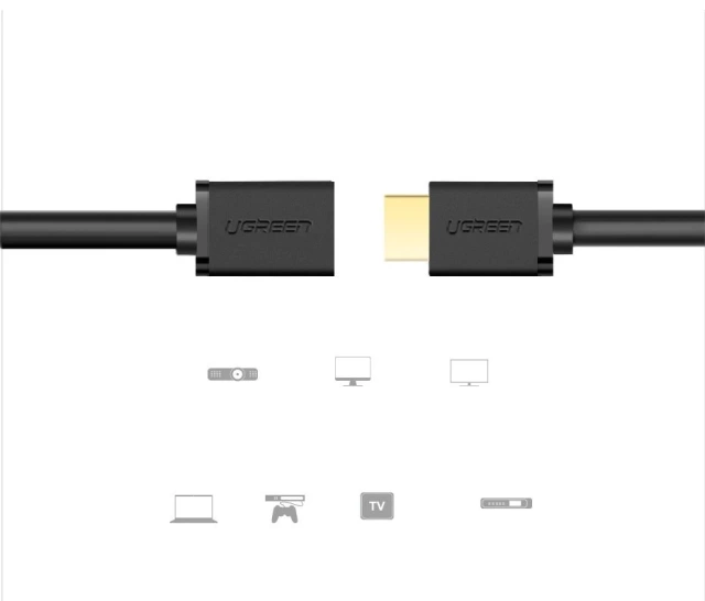 Kabel UGREEN prodlužovací kabel HDMI (samice) - HDMI (samec) 19 pin 1.4v 4K 60Hz 30AWG 2m černý (10142)