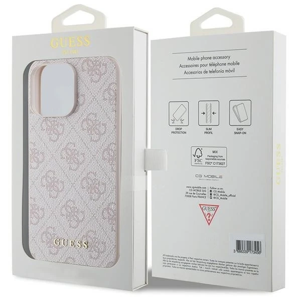 Guess GUHCP15XG4GFPI case for iPhone 15 Pro Max 6.7" pink/pink hard case 4G Metal Gold Logo