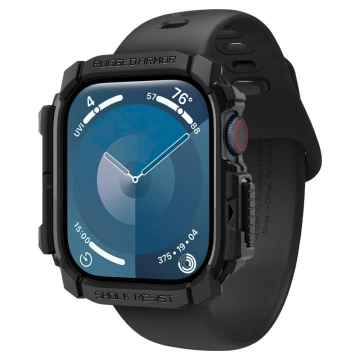 Чохол для Apple Watch 10 (46 мм) чорний, матовий, чорний, Spigen Rugged Armor Pro