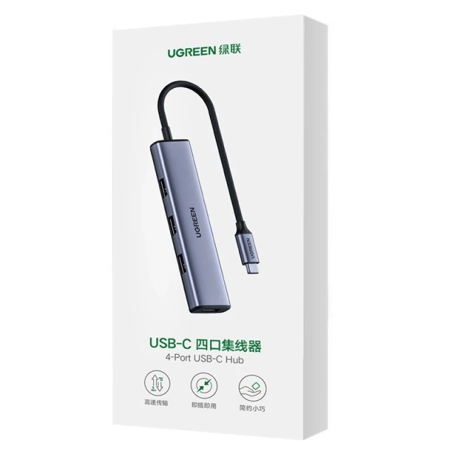 Rozdzielacz UGREEN HUB USB Typ C - 4x USB 3.2 Gen 1 srebrny (CM473 20841)