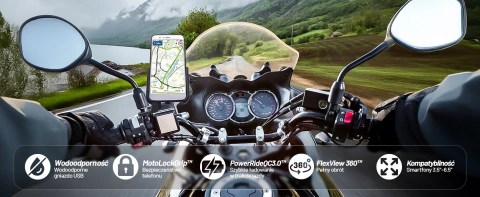 Kewig KWG-M8 motorcycle phone holder with QC 3.0 charger