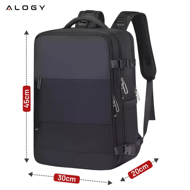 Laptop Backpack Men's Women's Travel Suitcase Luggage for Plane Work School 45x30x20cm Alogy Unisex Black