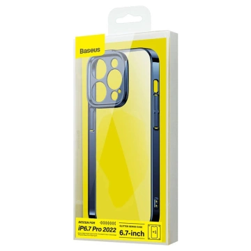 Baseus Glitter Protective Set Clear Case and Tempered Glass for iPhone 14 Pro Max (Blue)
