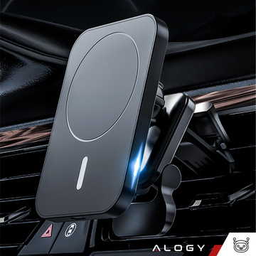 Autohalterung mit Qi-Ladegerät für MagSafe Alogy auf einem 15-W-Kühlergrill Schwarz
