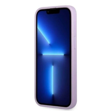 Etui Guess GUHCP13SPS4MU do Apple iPhone 13 Mini 5,4" purpurovo/fialové pevné puzdro Saffiano 4G malé kovové logo