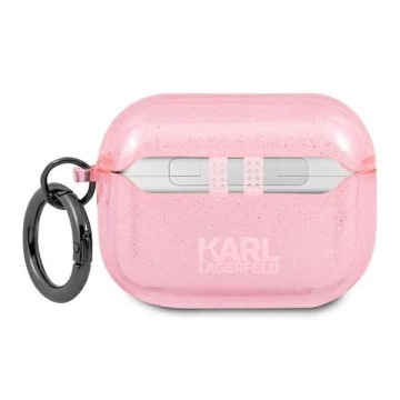Karl Lagerfeld Kryt KLAPUKHGP AirPods Pro ružový / ružový Glitter Karl`s Head