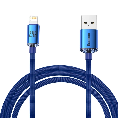 Kábel Baseus Crystal Shine Series USB kábel pre rýchle nabíjanie a prenos dát USB Typ A - Lightning 2.4A 2m modrý (CAJY000103)