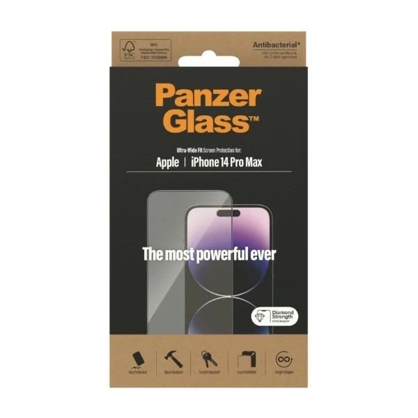 Szkło PanzerGlass Ultra-Wide Fit для iPhone 14 Pro Max 6,7" Захист екрана Антибактеріальний 2774