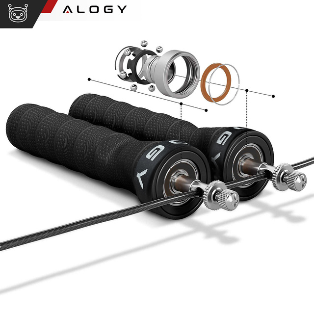 Adjustable boxing rope Crossfit Fitness Alogy Sport with replaceable links 300cm bearings comfortable Black