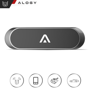 Автомобільний тримач x2, набір Alogy, магнітний, самоклеючий, чорний