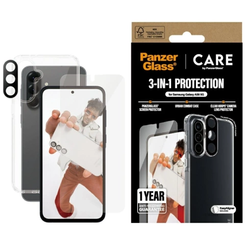 Zestaw ochronny do Samsung Galaxy A56 5G CARE by PanzerGlass Flagship 3w1