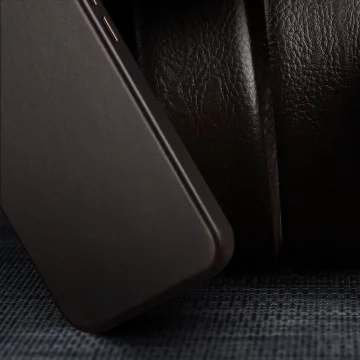 Kožený kryt Dux Ducis Naples na iPhone 13 Pro (kompatibilný s MagSafe) tmavo hnedý