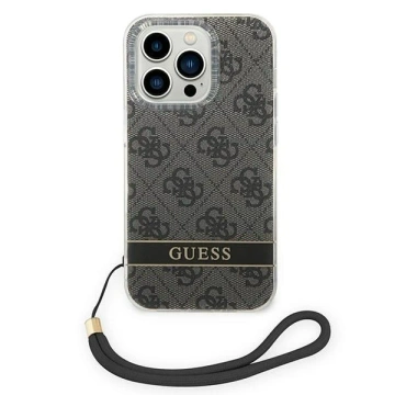 Etui Guess GUOHCP14LH4STK do Apple iPhone 14 Pro 6,1" černé/černé pevné pouzdro 4G Print Strap