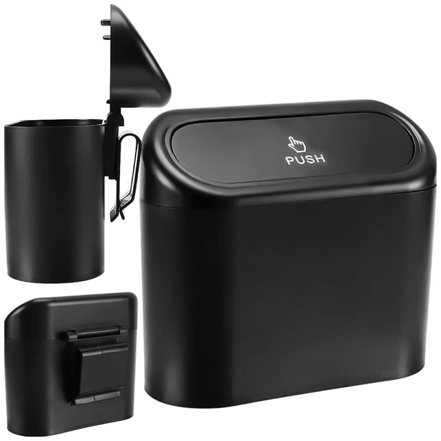 Car Trash Can Organizer Mini Small Portable Garbage Can for Car Home Car Alogy Black
