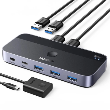 UGREEN CM662 USB 3.0 SWITCH 2-IN-4 FERNBEDIENUNG 2x 5Gb/s KABEL