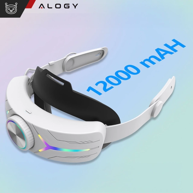 Alogy Adjustable Replacement Band Strap 12000mAh Battery for Meta Quest 3 Elite Color RGB
