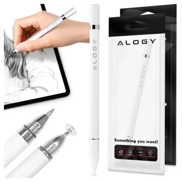 Alogy 2-in-1 capacitive touch stylus for the screen of a phone tablet with a pen White