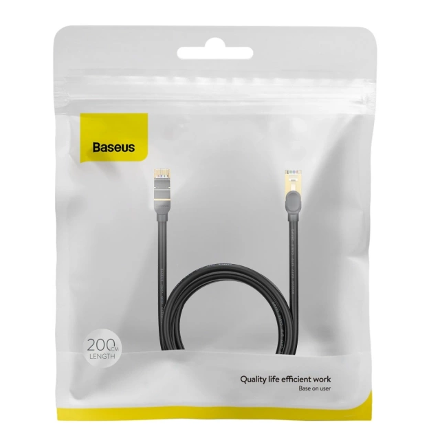 Baseus Speed Seven síťový kabel RJ45 10Gbps 2m černý (WKJS010301)