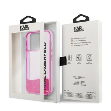 Karl Lagerfeld KLHCP14XLCKVF case for iPhone 14 Pro Max 6.7" hard case Liquid Glitter Elong pink/pink