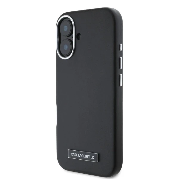 Karl Lagerfeld iPhone 16 6.1" Case Black MagSafe Hardcase FW Metal Plate