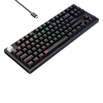 Herná klávesnica Havit KB892L s káblom a RGB podsvietením, 87 kláves, čierna