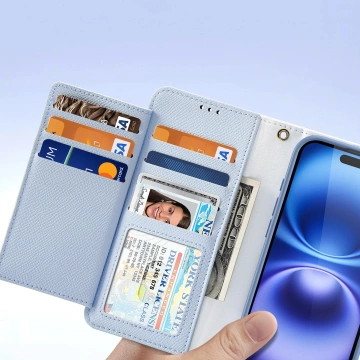 Dux Ducis Lawa iPhone 16 Lederhüllen mit blauem MagSafe Wallet
